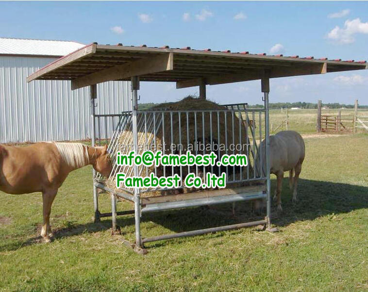 Livestock hay feeder for cattle and horse,corral feeder with roof