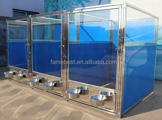 100% Stainless Steel Dog kennels Metal Welded  Inside-Outside Dog house large Animal Suites