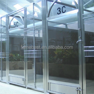 Inside-Outside Stainless Steel  Dog Suites With Tempered Glass Door HDPE Panels large Doggy Kennels