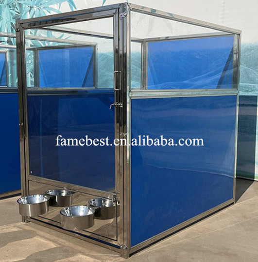 100% Stainless Steel Dog kennels Metal Welded  Inside-Outside Dog house large Animal Suites