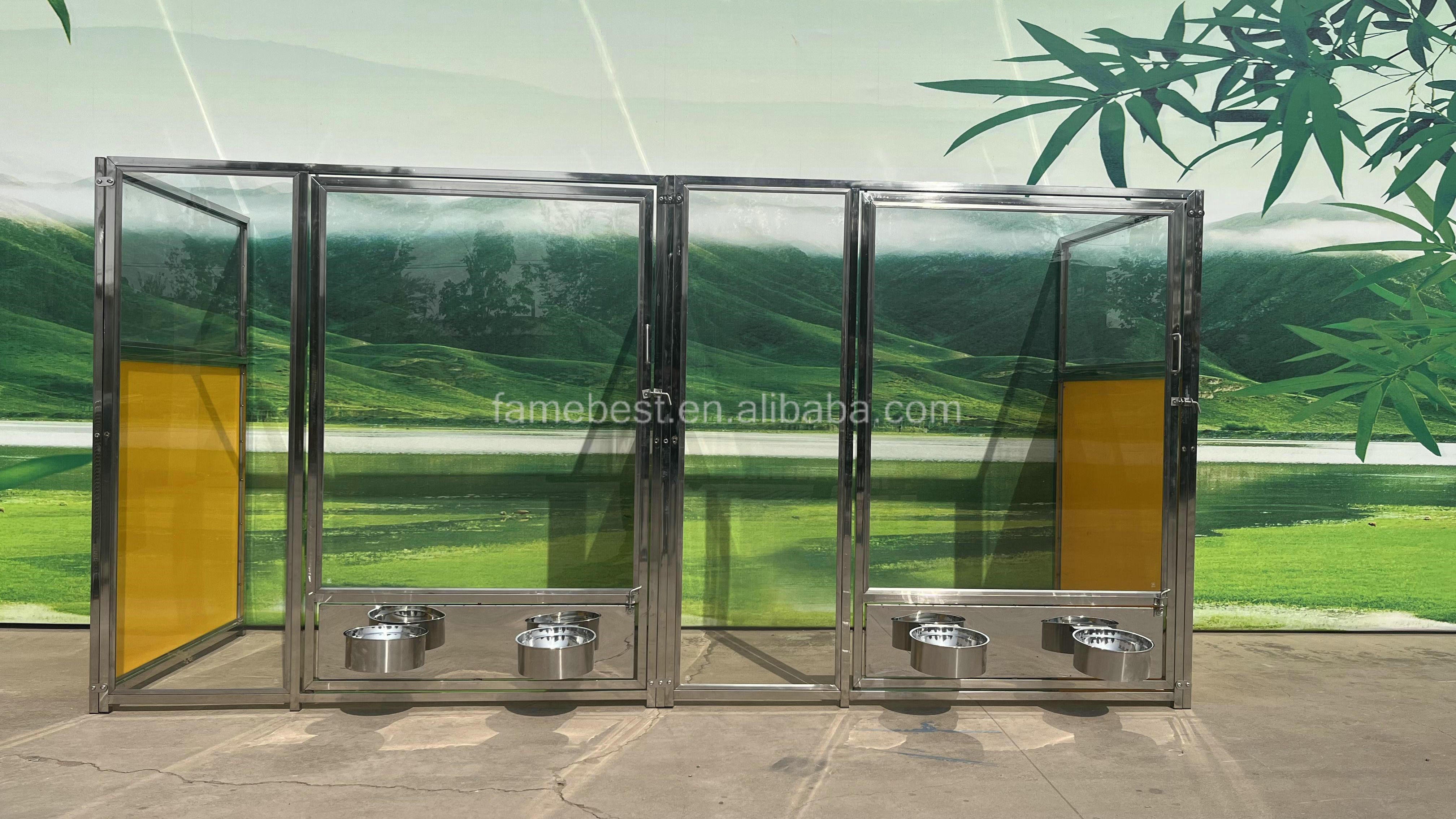 Outside or Inside Multiple Design Stainless Steel 304 and Tempered Glass Dog House