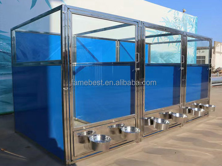 100% Stainless Steel Dog kennels Metal Welded  Inside-Outside Dog house large Animal Suites