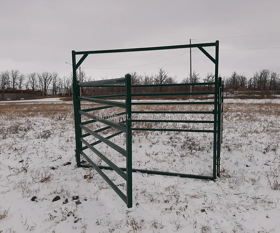 Green gate with panel Powder coated horse corral panels used for cattle horse pen