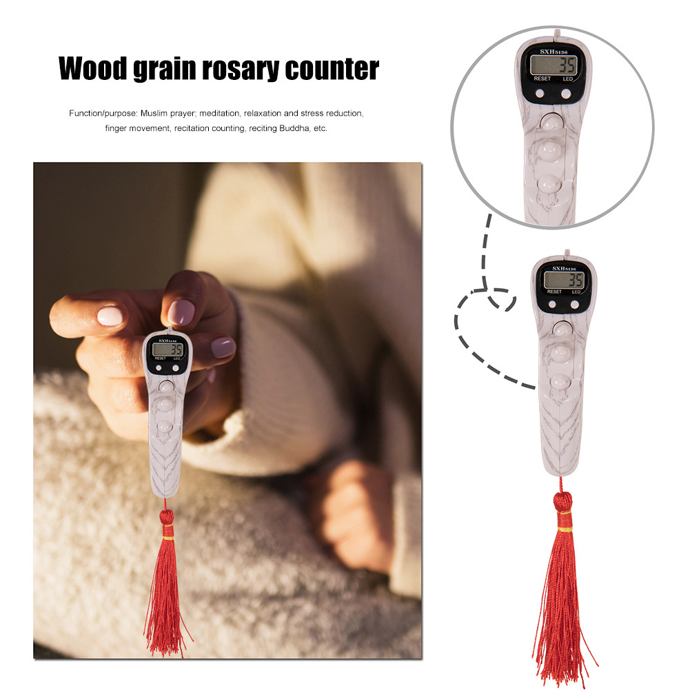 LCD Digital Electronic Rosary Beads Tally Counter Tassel Finger Game Toy Portable Handheld Tassel for Meditation Muslim Prayer