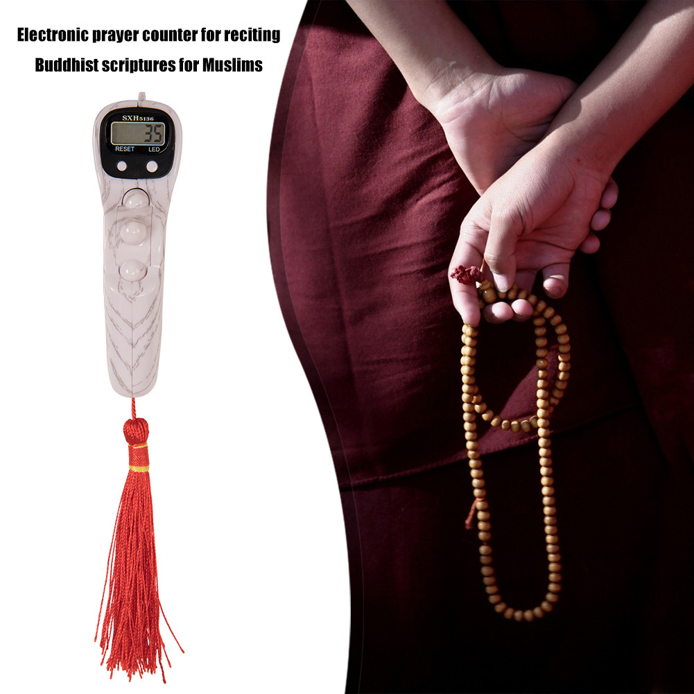 LCD Digital Electronic Rosary Beads Tally Counter Tassel Finger Game Toy Portable Handheld Tassel for Meditation Muslim Prayer