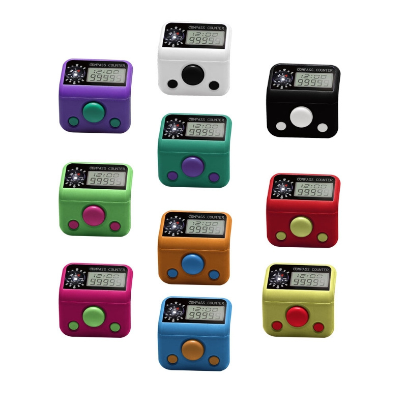 Finger Tally Counter with Compass Digital Electronic Tasbeeh Counters Lap Track Handheld Clicker Re-settable Counter