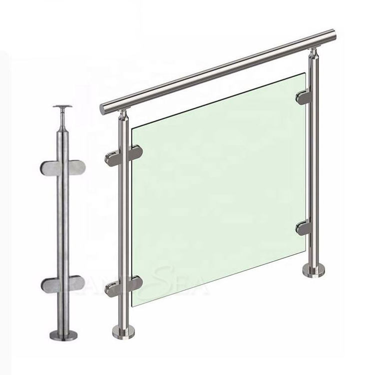 Glass Stair Balcony Garden Handrail Fence Stainless Steel Pillars Stairs Handrail Glass Railing Column Balustrades Handrails