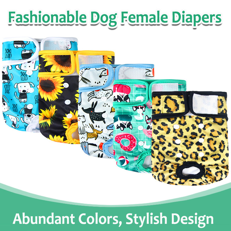 2023 New design free sample pet dog diapers nappies washable reusable cloth female dog diapers in bulk