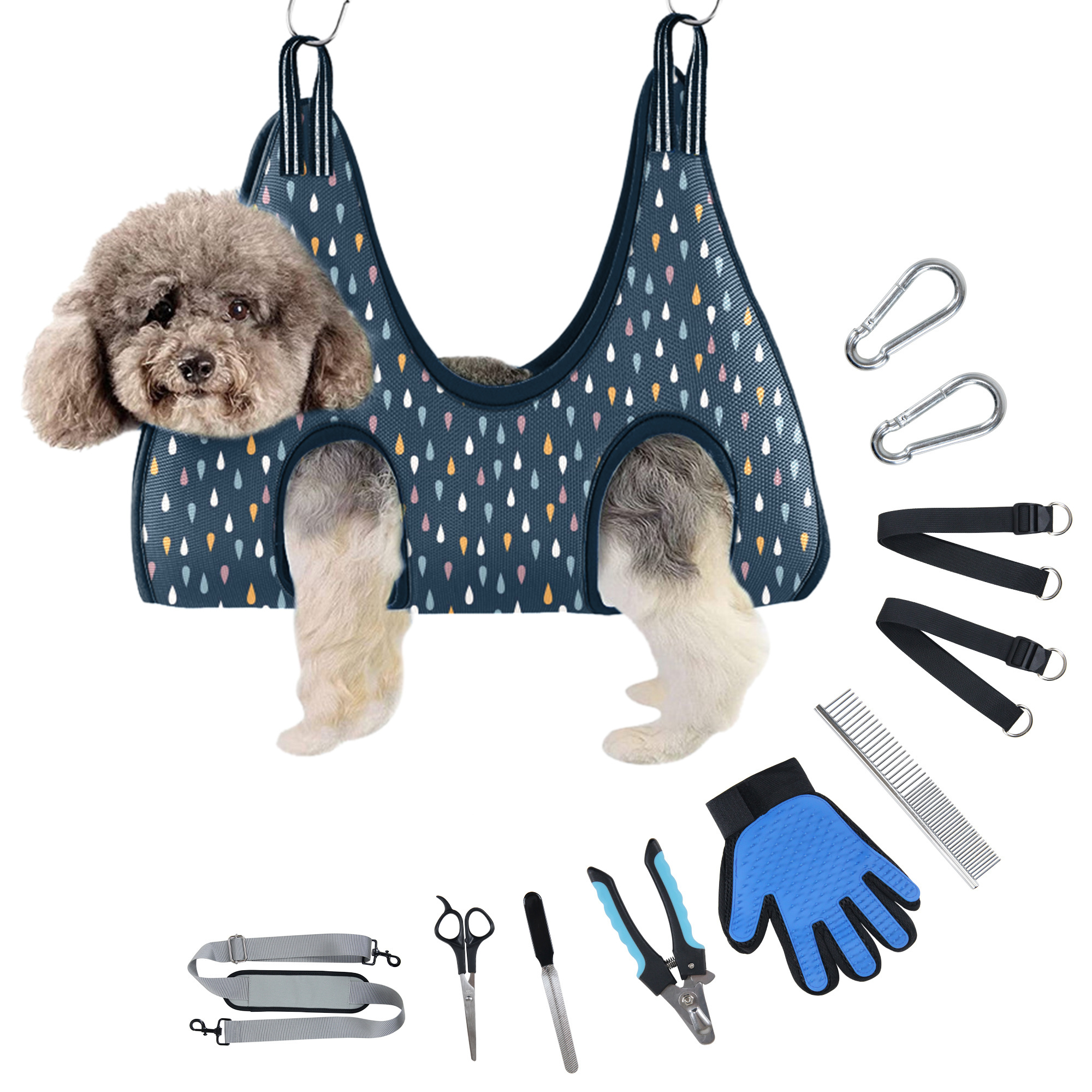 Wholesale custom soft harness helper cat dog pet grooming hammock set dog nail trimmer harness