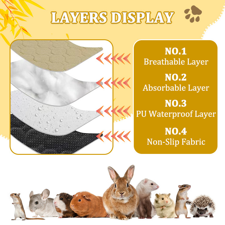 Famicheer BSCI guinea pigs cage fabric washable liner fleece hamster pee pads for guinea pigs