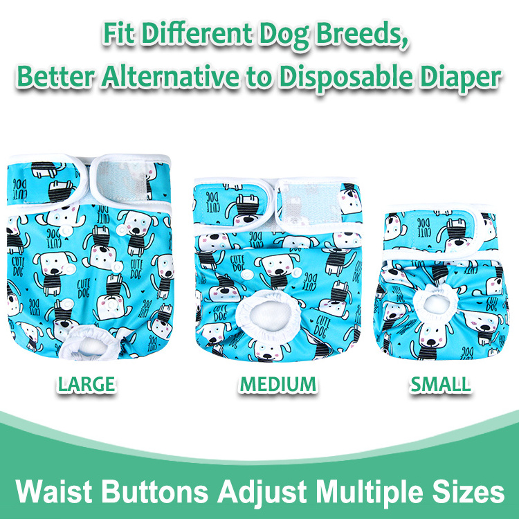 2023 New design free sample pet dog diapers nappies washable reusable cloth female dog diapers in bulk