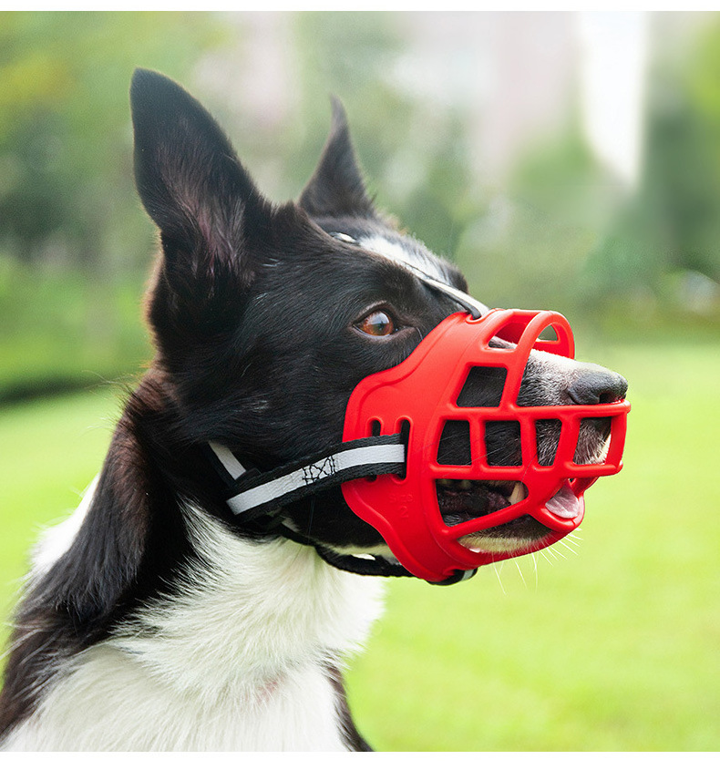 Dog muzzle reflective adjustable size length anti bite anti barking anti munching large and small dog mouth cover pet supplies