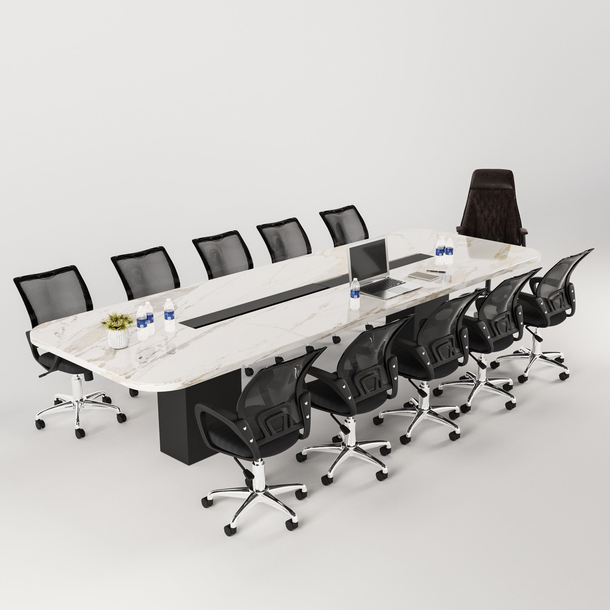 New Arrival 2,4m - 6m Customized Office Table For Meeting Conference Wood Powder Coated Leg