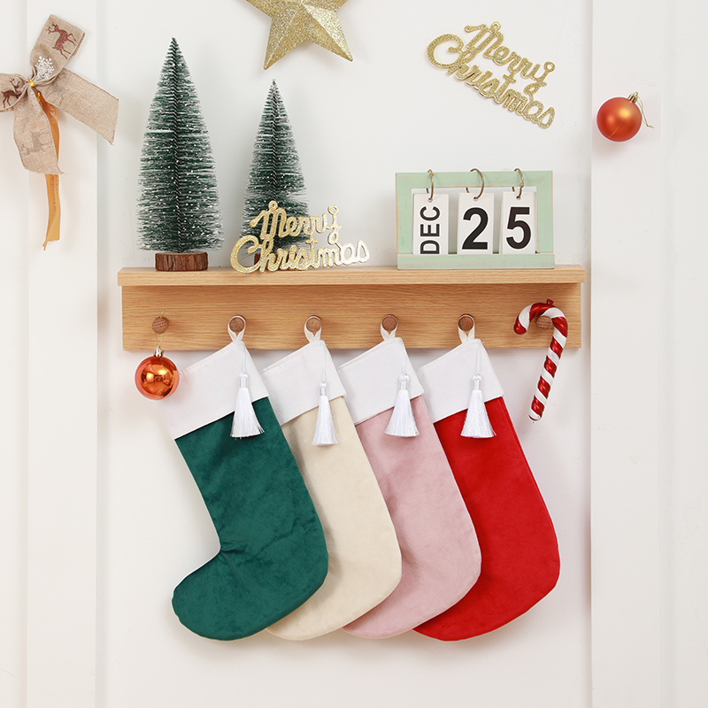 Velvet Christmas Stockings Blank Tassel Decoration Tree Ornaments Sublimation Christmas Stockings