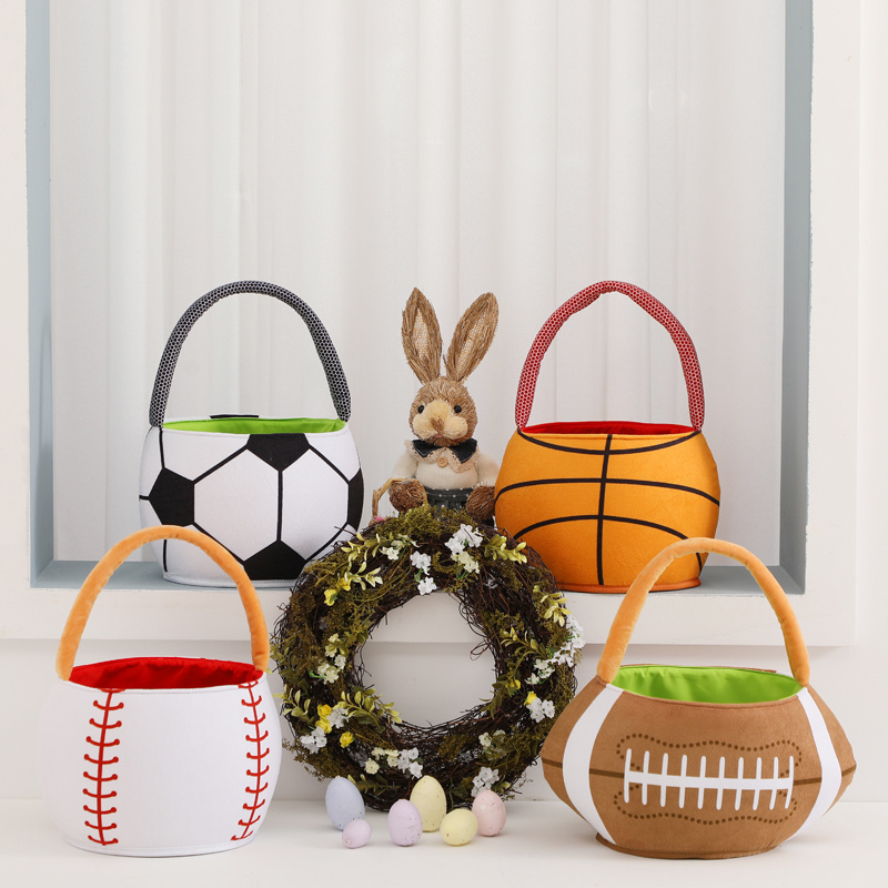 Personalized Custom Kids Candy Bucket Egg Soft Fabric Storage Bag Sport Easter Baskets