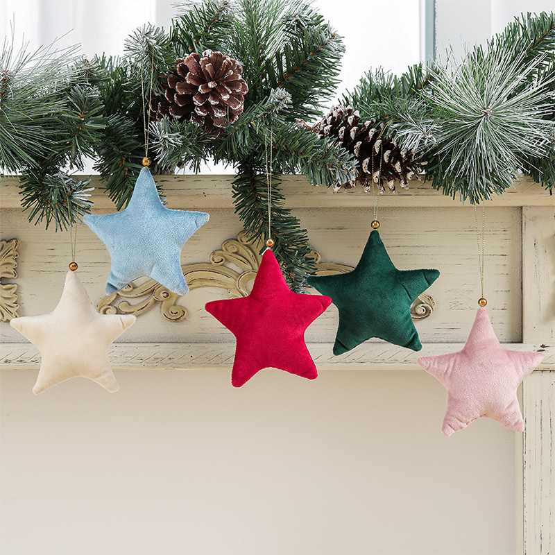 Wholesale Monogram Christmas Tree Ornaments Hanging Velvet Star Christmas Decoration