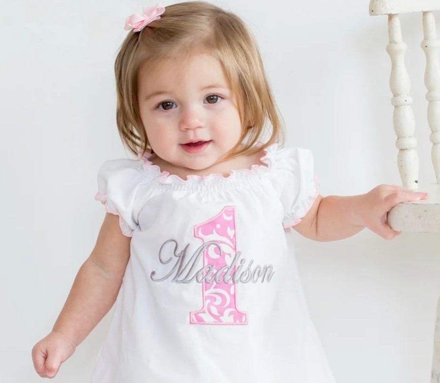 Wholesale Baby Girl First Birthday Outfit Pink Damask Smash Cake Outfit Personalized Birthday Dress