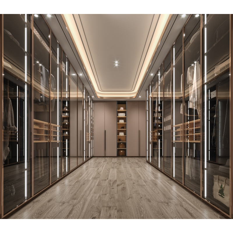 Factory Supply Custom Modular Wooden Walkin Bedroom Furniture Luxury Italian Modern Built In Storage Closet Cabinet With Mirror