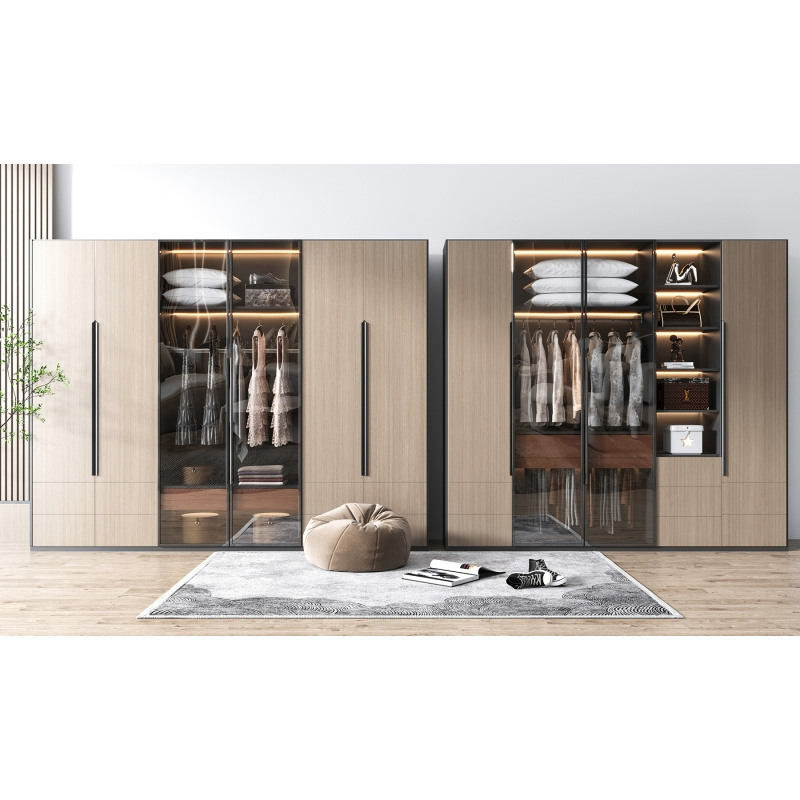 Customized Modular Built In Luxury Modern Furniture Organizer Portable Wardrobe Closet Design With Mirror