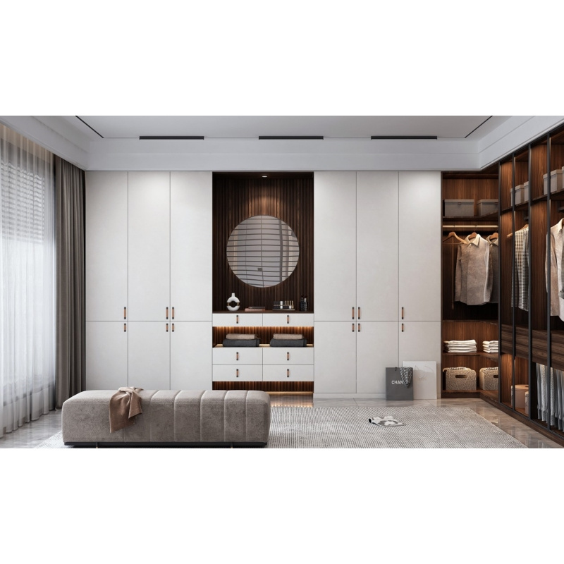 Customized Modular Built In Luxury Modern Furniture Organizer Portable Wardrobe Closet Design With Mirror