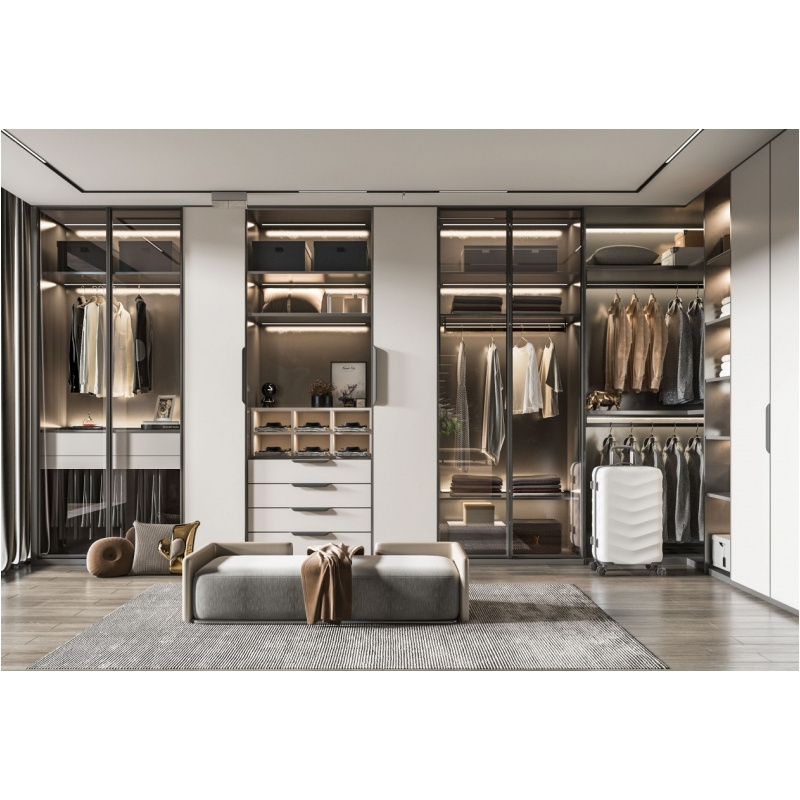 Customized Modular Built In Luxury Modern Furniture Organizer Portable Wardrobe Closet Design With Mirror