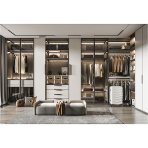 Customized Modular Built In Luxury Modern Furniture Organizer Portable Wardrobe Closet Design With Mirror