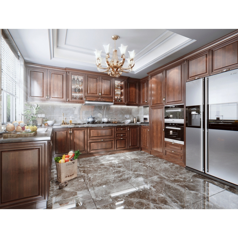 Factory Price American Style Kitchen Cabinet Set Shaker Door Custom Classic Solid Wood Kitchen Cabinet Designs For Prefab Houses