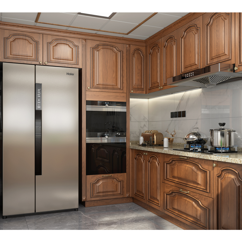 Factory Price American Style Kitchen Cabinet Set Shaker Door Custom Classic Solid Wood Kitchen Cabinet Designs For Prefab Houses