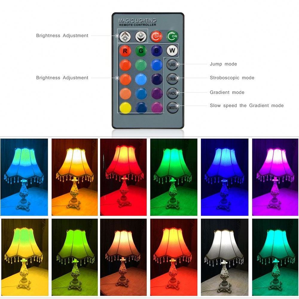 Dimmable E27 LED Bulbs 5W-30W RGB + 16 Color LED Lamp AC 85-265V Changeable RGB Bulb Lights With Remote Control Memory Function