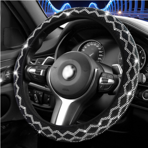 Car Steering Wheel Cover Breathable Anti Slip Steering Covers Suitable 37-38.5cm Auto Decoration Carbon Fiber