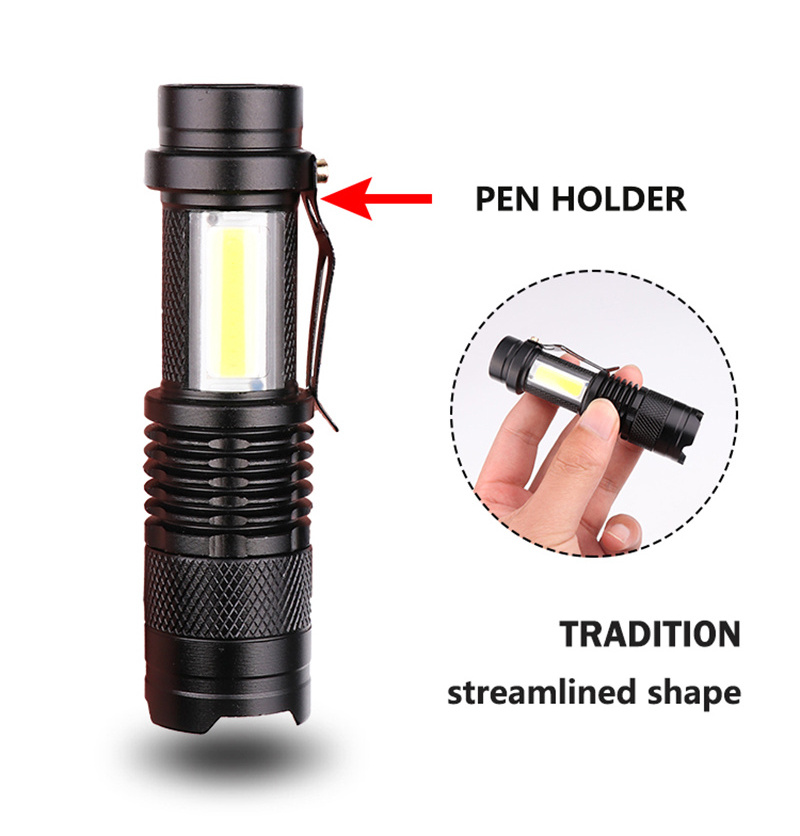 Mini Rechargeable LED Flashlight Zoomable Led Flashlight Built-in Battery Mini Torch Lamp Waterproof For Outdoor Camping Lantern