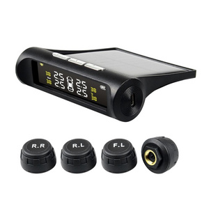 Tire Pressure Solar Power Tpms Car Pressure Monitoring System Lcd 4 External Internal Sensors For Suv Temperature Warning