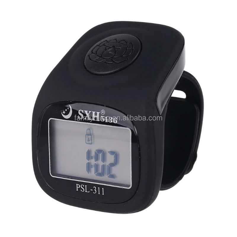 PSL-311 6 Digit Finger Tally Counter 8 Channels with LED Backlight Time Chanting Prayer Silicone Ring Electronic Hand Counter