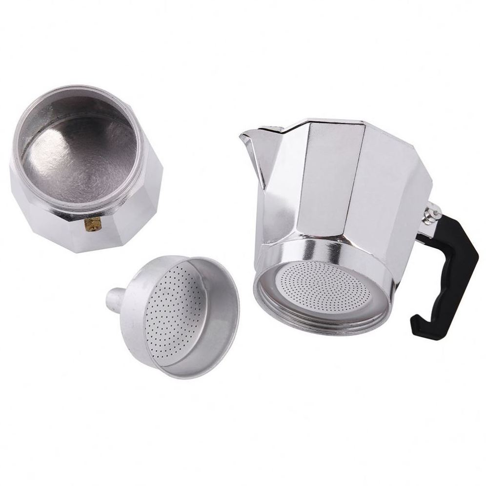 Stovetop Espresso Maker Aluminium with Brown Handle Express Espresso Maker High Quality Espresso Coffee Pots 1/2/3/6/9 Cups