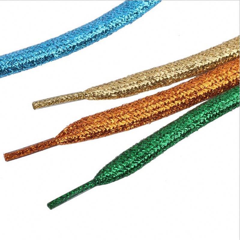 Cool Flat Glitter Shoelaces Shiny Fashion Sparkly Shoe Laces Christmas Colors Chic Shimmering 7mm Metallic Bootlaces 110cm