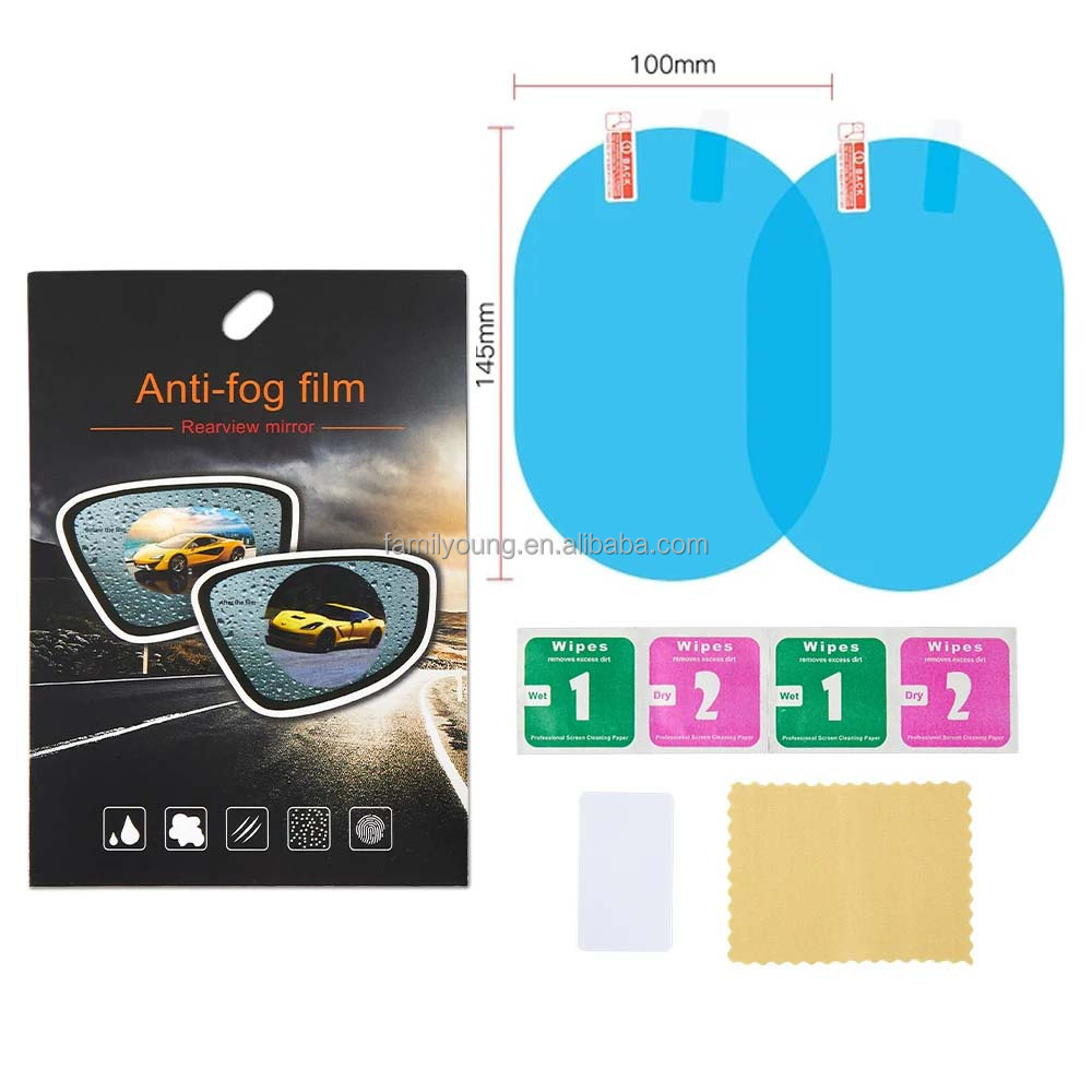 2Pcs Car Rearview Mirror Film Anti Fog Anti Glare Anti Scratch Anti Mis Rainproof Waterproof Clear Protective Sticker Film