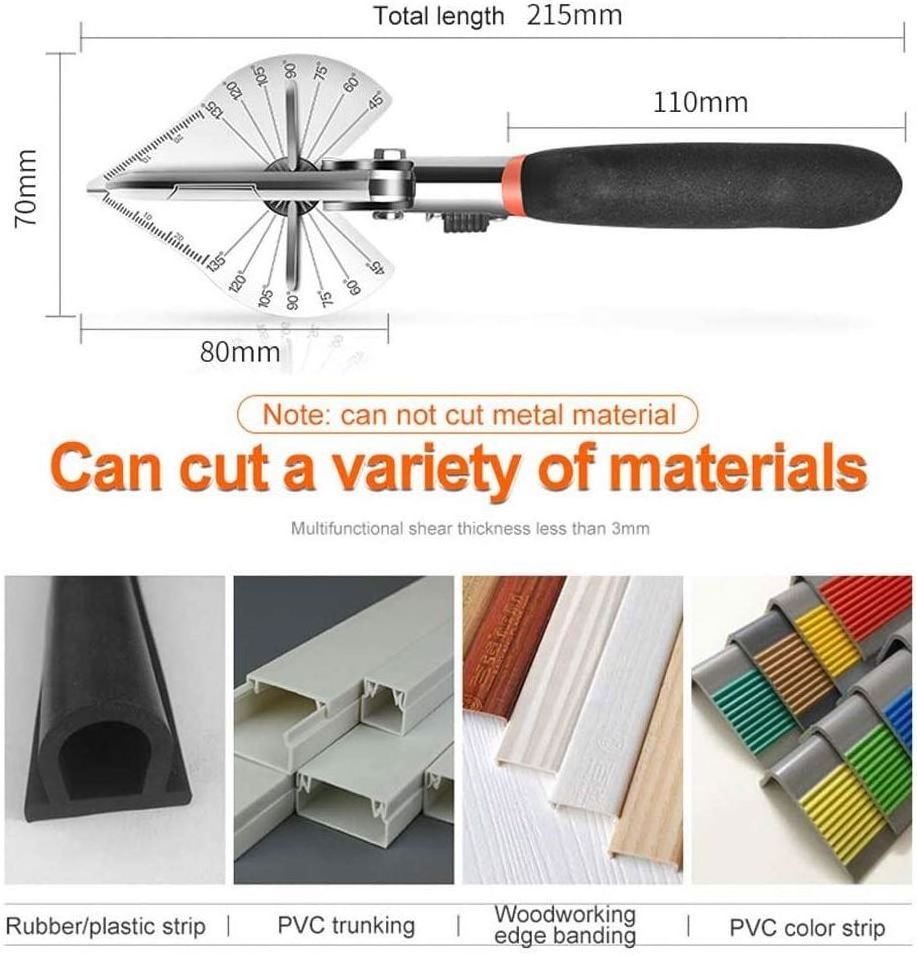 Multi-Angle Bevel Scissors Angle Shear 45-135 Degree Mitre Siding Wire Duct Cutter With 10 Replacement Blades And Spanner