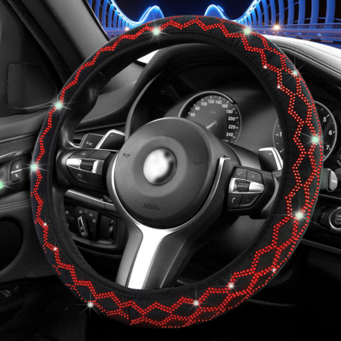 Car Steering Wheel Cover Breathable Anti Slip Steering Covers Suitable 37-38.5cm Auto Decoration Carbon Fiber