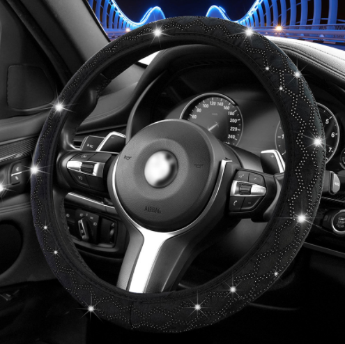 Car Steering Wheel Cover Breathable Anti Slip Steering Covers Suitable 37-38.5cm Auto Decoration Carbon Fiber