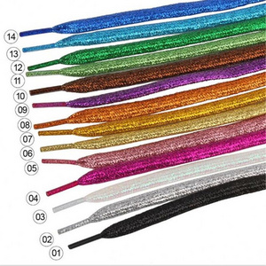 Cool Flat Glitter Shoelaces Shiny Fashion Sparkly Shoe Laces Christmas Colors Chic Shimmering 7mm Metallic Bootlaces 110cm