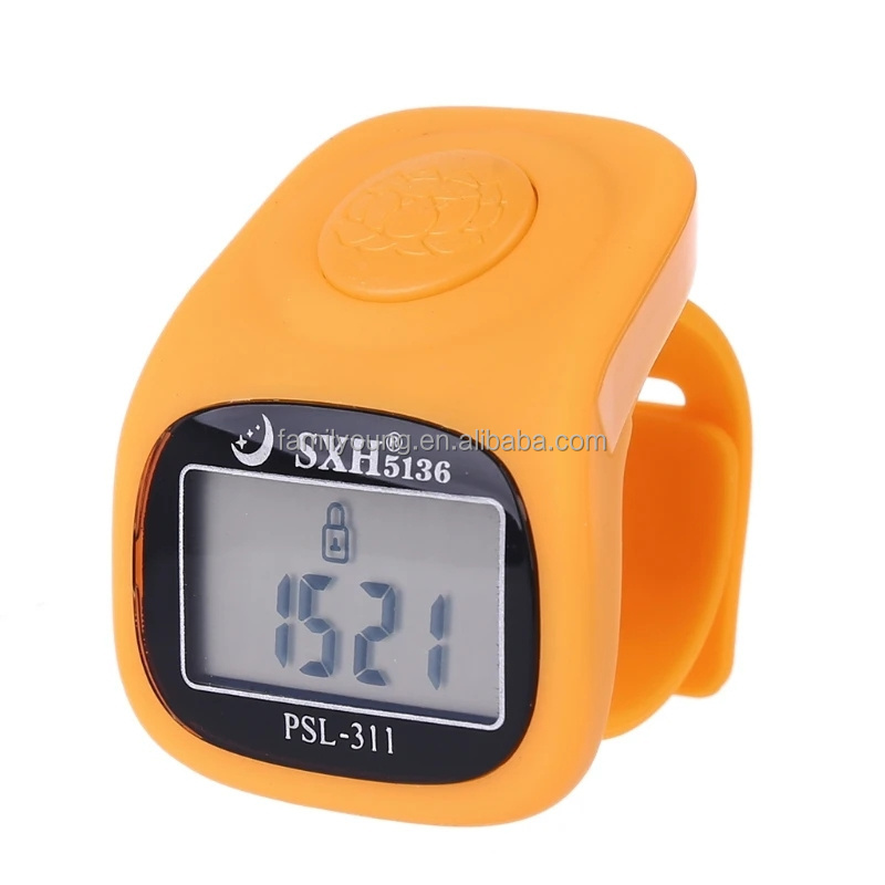 PSL-311 6 Digit Finger Tally Counter 8 Channels with LED Backlight Time Chanting Prayer Silicone Ring Electronic Hand Counter