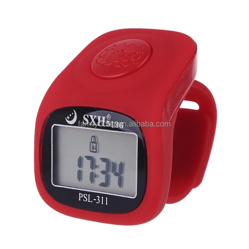 PSL-311 6 Digit Finger Tally Counter 8 Channels with LED Backlight Time Chanting Prayer Silicone Ring Electronic Hand Counter