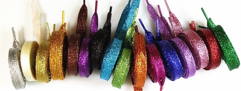 Cool Shimmering Metallic Glitter Flat Shoelaces Sparkle Shiny Bootlaces for Canvas Sneakers Athletic Boots Shoes 110cm