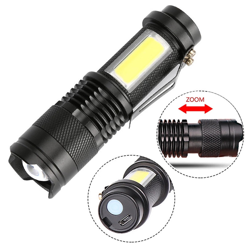 Mini Rechargeable LED Flashlight Zoomable Led Flashlight Built-in Battery Mini Torch Lamp Waterproof For Outdoor Camping Lantern