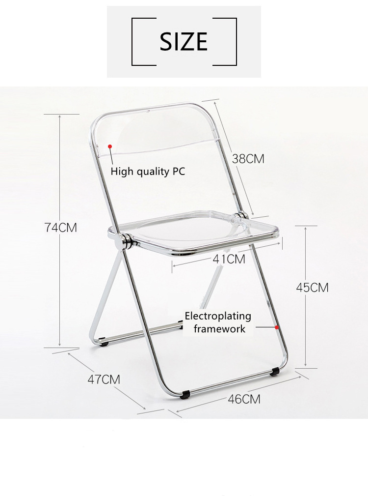 JAYA Net Red Wedding Acrylic Chair Folding Dining Chair Transparent Home Furniture Foldable Plastic Living Room Chairs Modern