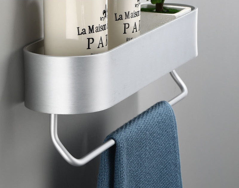 Bathroom Rack Multifunctional Bathroom Storage Rack Towel  Wall Hanging Punch-Free Space Aluminum Aluminum Rack