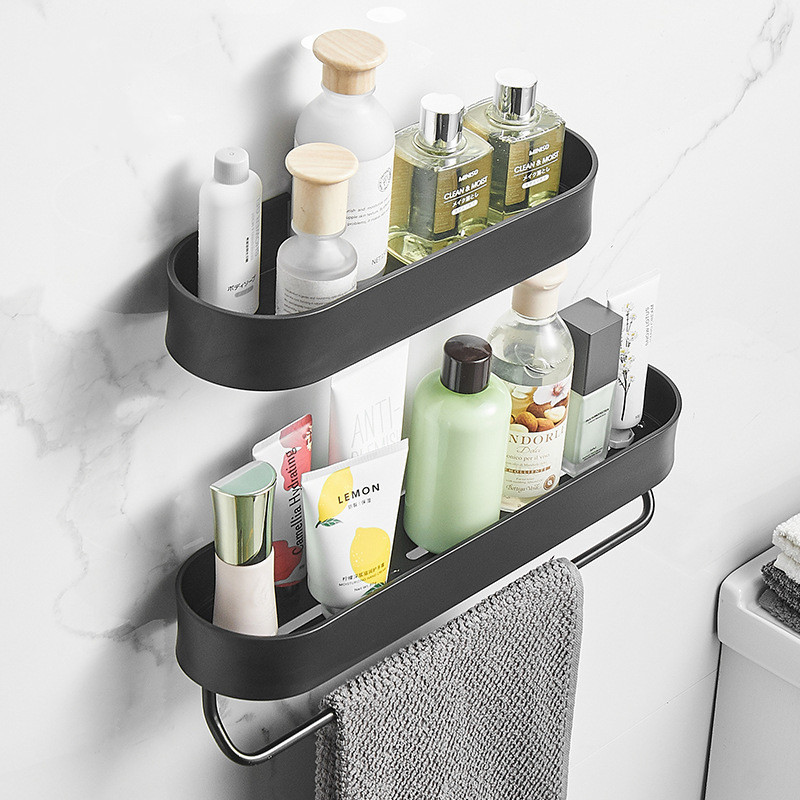 Bathroom Rack Multifunctional Bathroom Storage Rack Towel  Wall Hanging Punch-Free Space Aluminum Aluminum Rack