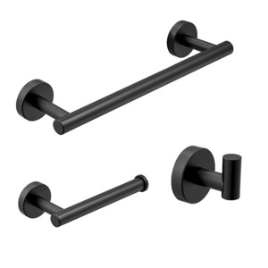 304 Stainless Steel Black Towel Rack 3-Piece Bathroom Towel Ring Toilet Paper Towel Single Coat Hook