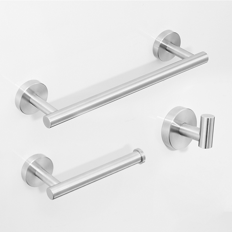 304 Stainless Steel Black Towel Rack 3-Piece Bathroom Towel Ring Toilet Paper Towel Single Coat Hook