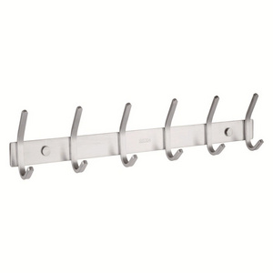 Bathroom Accessories Hooks Rail Stainless Steel Wall Mounted Black Towel Coat Racks Hook with 6 Double Dual Hooks